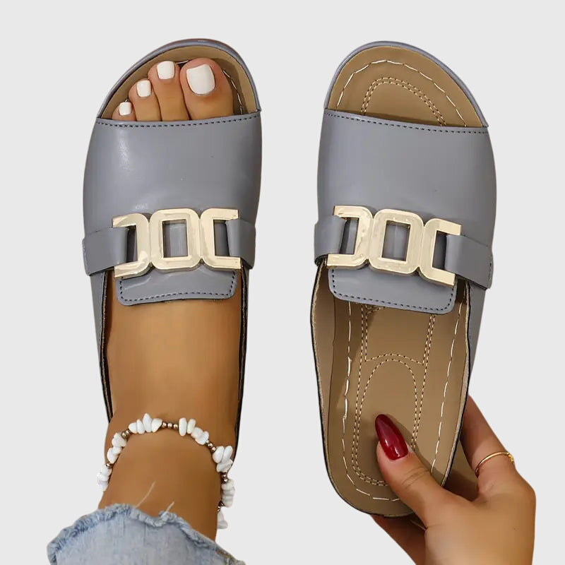 Double Buckle Platform Slide Sandals