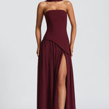 Serena | Strapless Lace-Up Slit Maxi Dress