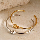 Women's Adjustable Knot Cuff Bracelet in Stainless Steel
