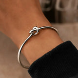 Women's Adjustable Knot Cuff Bracelet in Stainless Steel