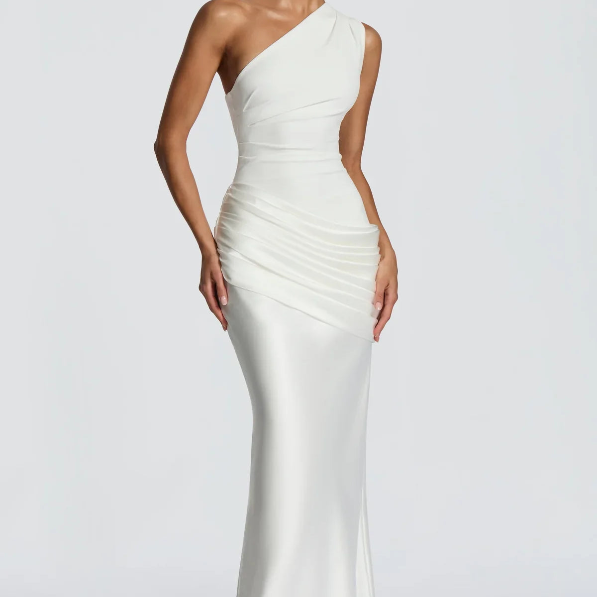 One Shoulder Ruched Maxi Dress