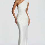 One Shoulder Ruched Maxi Dress
