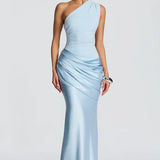 One Shoulder Ruched Maxi Dress