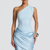 One Shoulder Ruched Maxi Dress