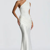 One Shoulder Ruched Maxi Dress