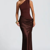One Shoulder Ruched Maxi Dress