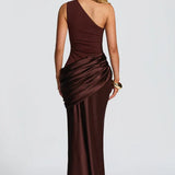 One Shoulder Ruched Maxi Dress