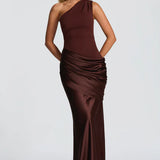 One Shoulder Ruched Maxi Dress