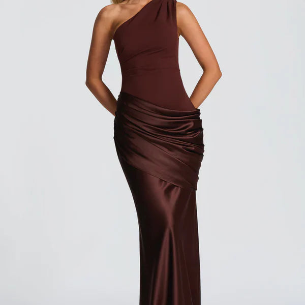 One Shoulder Ruched Maxi Dress