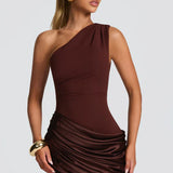 One Shoulder Ruched Maxi Dress