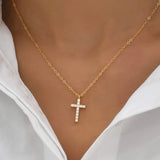 Women's Adjustable Cross Pendant Zirconia Necklace
