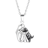 Women's Necklace with Dog and Owner Pendant