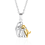 Women's Necklace with Dog and Owner Pendant