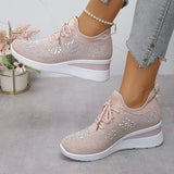 Women's Rhinestone Chunky Platform Lace-Up Sneakers