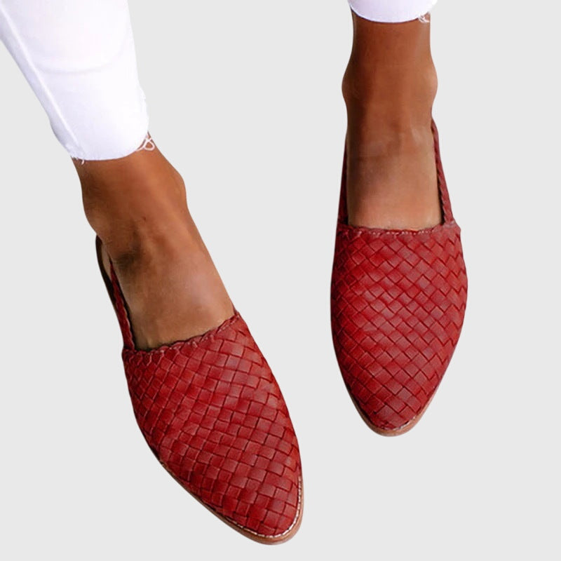 Woven Pointed Toe Flat Mules