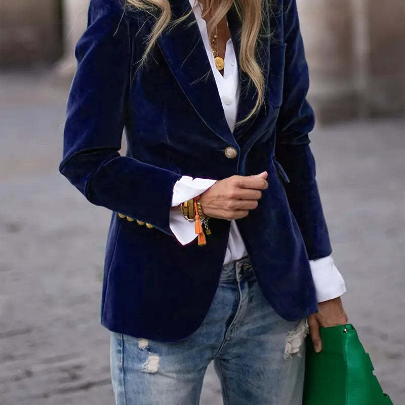 Women's Fitted Velvet Blazer