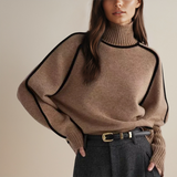 Women's Turtleneck Contrast Trim Knit Sweater