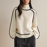 Women's Turtleneck Contrast Trim Knit Sweater