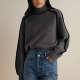 Women's Turtleneck Contrast Trim Knit Sweater