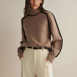 Women's Turtleneck Contrast Trim Knit Sweater