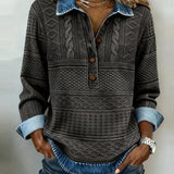 Women's Cable Knit Denim Collar Pullover