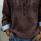 Women's Cable Knit Denim Collar Pullover
