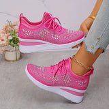 Women's Embellished Low-Top Lace-Up Platform Sneakers