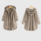 Hooded Button Front Sherpa Fleece Cardigan