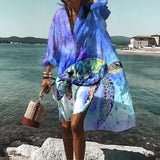 Bohemian Printed V-Neck Beach Cover Up Dress