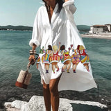 Bohemian Printed V-Neck Beach Cover Up Dress