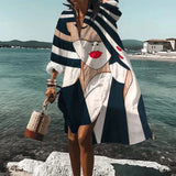 Bohemian Printed V-Neck Beach Cover Up Dress
