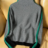 Women's Herringbone High Neck Knit Sweater