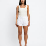 Women's High-Waist Wide-Leg White Shorts