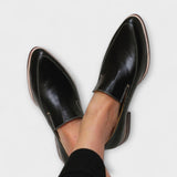 Pointed Toe Leather Slip-On Loafers