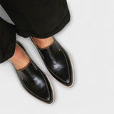 Pointed Toe Leather Slip-On Loafers