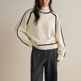 Women's Turtleneck Contrast Trim Knit Sweater