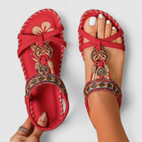 Bohemian Beaded T-Strap Sandals