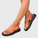 Adjustable Cross Strap Platform Sandals