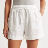 Women's Wide-Leg Elastic Waist Cotton Blend Shorts