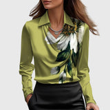 Cowl Neck Satin Long Sleeve Blouse