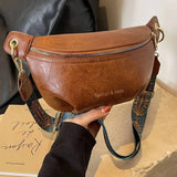Women's PU Leather Belt Bag with Wide Strap