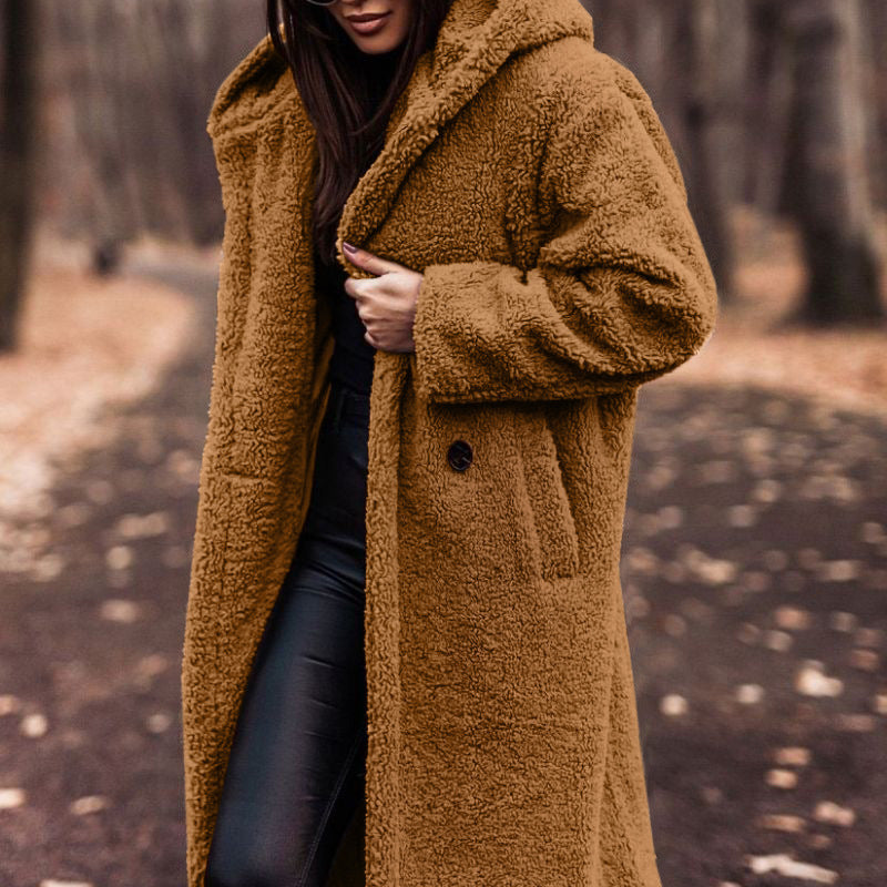 Long Teddy Fleece Button Coat