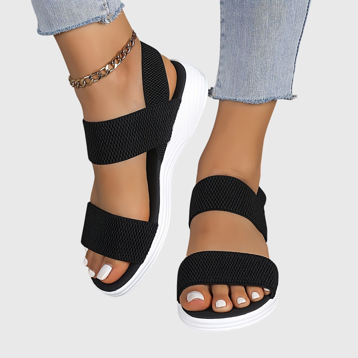 Elastic Cross Strap Platform Sandals
