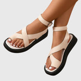 Adjustable Cross Strap Platform Sandals