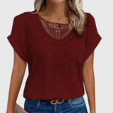 Crochet Knit Short Sleeve Blouse