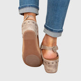 Cutout Platform Wedge Sandals