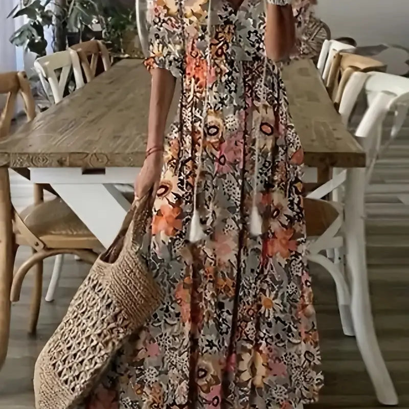 Floral Print Tiered Maxi Dress