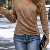 Women's V-Neck Wrap Front Knit Sweater