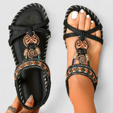 Bohemian Beaded T-Strap Sandals