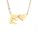 Women's Initial Necklace with Heart Detail, Adjustable